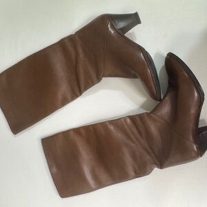 Made in Italy Brown Leather Slouch Boots – Size 5B (Vero Cuoio)